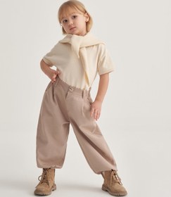 Resim Unisex Çocuk Gabardin Paça Detaylı Pantolon Bej - 3-4 Yaş 