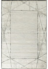 Resim Çam Halı Mabeyn 12901 Krem Gri Tuğra Halı Modern Desen Halı 