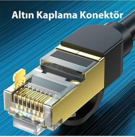 Resim Veggieg Cat8 40gbps 2000mhz Stp Rj45 Ethernet Kablosu 1 Metre 