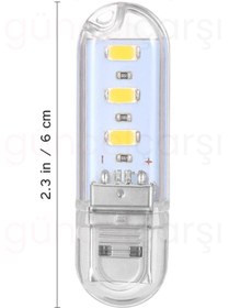 Resim GüncelÇarşı Taşınabilir 3 Led Usb Lamba, Mini Gece Lambası, Kitap Okuma Lambası, Loş Ortam Işığı - Beyaz Işık 