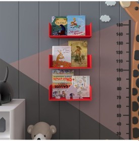Resim Çocuk Odası Raf / Kitaplık Çr-03 Kırmızı Kırmızı 