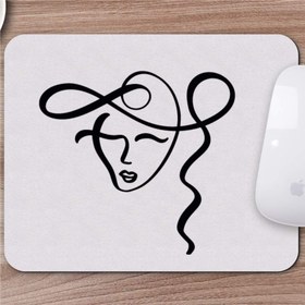 Resim Karakalem Çizimi Soyut Yüz Tasarımlı Mousepad -7 