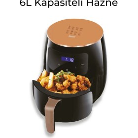 Resim Allians 6l Airfryer 1800W LCD Ekranlı, 4 Modlu, Geniş Kapasiteli Fritöz 