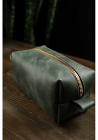 Resim Bideri Perge Hakiki Deri El Çantası Yeşil Yeşil 