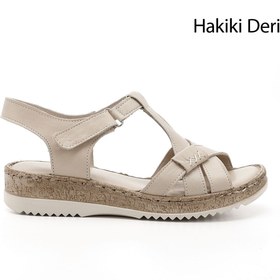 Resim GÖNDERİ(R) Kadın / Kız Bej Antik Cırt Bantlı Hakiki Deri Sandalet 