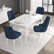 Resim Canisa Concept Noa Serisi, 80X132 Açılabilir Mdf Masa, Beyaz Mutfak Masa Takımı, 4 Sandalye 