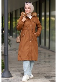 Resim Bestenur Leon Seyyar Kapüşonlu Mont 594 - Taba 