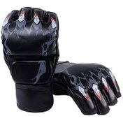 Resim Skycity Erkek Kadın Yarı Parmak Boks Eldiveni, Sert Çarpışmalara Dayanıklı, El İçini Kuru Tutar, Spor Ve Dövüş Antrenmanları İçin Siyah Siyah 