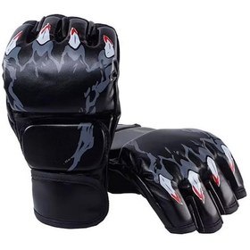 Resim Skycity Erkek Kadın Yarı Parmak Boks Eldiveni, Sert Çarpışmalara Dayanıklı, El İçini Kuru Tutar, Spor Ve Dövüş Antrenmanları İçin Siyah Siyah 