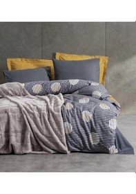Resim Çift Kişilik Trim Battaniyeli Nevresim Takımı Smooth Gri Gri 