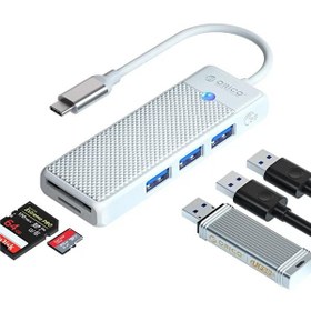 Resim Orico PAPW3AT-C3-015-WH-EP Type-C To 3.0 TF SD Kart Okuyucu 3 Portlu USB 3.0 Beyaz Çoklayıcı Adaptör Orico