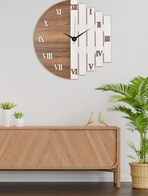 Resim İnfigo Concept Ahşap Lazer Kesim Roma Rakamlı Ceviz-beyaz Saati 43 Cm - Roma Rakamlı Ritim 