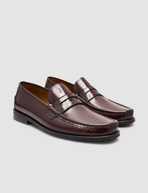 Resim Cabani %100 Hakiki Açma Deri Bordo Erkek Loafer 