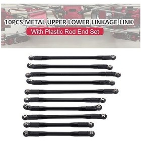 Resim Axial Scx10 Iı 90046 90047 İçin Yüksek Kaliteli Metal Çekme Çubukları Seti - 10 Parça Siyah 