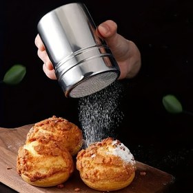 Resim 2 adet Paslanmaz Çelik Toz Şeker Sallama Duster Kapaklı, İnce Ağ Şeker Sallama Toz Kutuları Fırın Tuzu Kakao Mısır Nişastası Kahve Unu için, Restoran Kullanımı için 