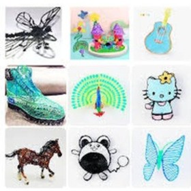 Resim Pembe Renk 3d Kalem + 10 Renk Toplam 50 Metre Pla Filament + Şablon 