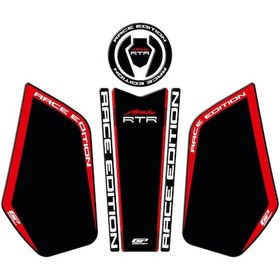 Resim GP Kompozit TVS Apache RTR 200 2024 Uyumlu Tank Pad Seti Siyah - Kırmızı 