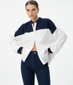 Resim Uzun Kollu Poplin Gömlek Hakim Yaka Tüvit Detaylı Düğmeli 