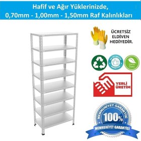 Resim Raf Burada 8 Katlı Galvaniz Çelik Raf - Depo, Arşiv, Kiler, Dosya, Market Rafı-31x60x250 cm- 0.70 mm 
