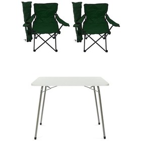 Resim Bofigo 60x80 Katlanır Masa 2 Adet Kamp Sandalyesi Yeşil 