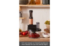 Resim Karaca Sebze, Et ve Meyve Dilimle Doğra Karıştır Rendele Çırp Smoothie Yap 6 Bıçaklı 2500W Yüksek Güçlü Premium Mutfak Robotu & Blendır Inox 