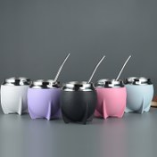 Resim 1 adet, Bombilla ile Yerba Mate Kabağı, 280ml Paslanmaz Çelik Yerba Mate Bardağı, Çift Duvarlı Geleneksel Çay Bardağı, İçecek Ekipmanı, Noel Hediyeleri 