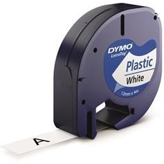 Resim Dymo S0721660 Letratag Plastik Etiket 12 mm X 4 Metre Beyaz 91201 