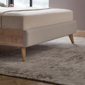 Resim Enza Home Polka Başlıklı Karyola - Açık Yeşil, Keten Dokulu Kumaş 150 x 200 cm 