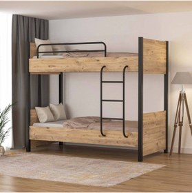 Resim tino furniture Çift Katlı Metal Ayaklı Berlin Ranza Genç Odası Çocuk Odası 90x190 