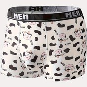 Resim 1 adet Erkek Polyester Bokser Brief, İnek Baskılı Triko İç Çamaşırı, Rahat Esnek Kumaş, Günlük Casual Giyim 