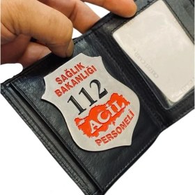 Resim Kuyumcudan Sağlık Bakanlığı 112 Acil Rozetli Cüzdan 