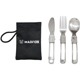 Resim Madfox Heavy Duty 3ın1 Katlanır Çatal Kaşık Bıçak Seti Gümüş 