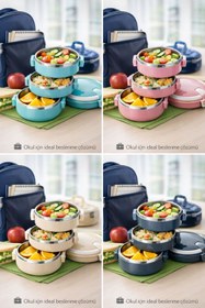 Resim Zeria Home FreshBox 3 Katlı Sızdırmaz Yemek Termosu - Microdalga' ya giren Sefer Tası 