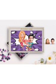 Resim Bk Gift Kişiye Özel Sevgililer Karikatürlü 1000 Parça Profesyonel Puzzle-19 