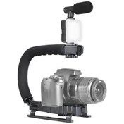 Resim Asfal Led Işıklı Taşınabilir Canlı Yayın Ekipmanı Kayıt Mikrofonu, Telefon Ve Kamera Video Kiti Vlog Seti 