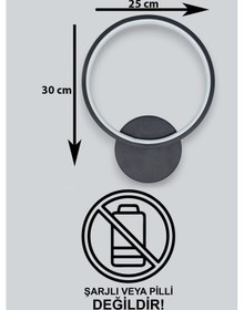 Resim Aura Aplik Siyah Renk Modern Tasarım - Hol - Banyo - Mutfak-salon - Yatak Odası Gün Işığı Led Aplik Siyah 