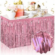 Resim Kendinden Yapışkanlı Rose Gold Metalize Püsküllü Masa Eteği 