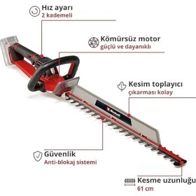 Resim Bemy Ticaret Professional Akülü Çit Budama Gp-Ch 18/61 Li Bl-Solo Power X-Change (18 V, Kömürsüz, Kesme Uzunluğu 61 cm Anti Blokaj Sistemi, Kılıf Dahil, Aküsüz) 