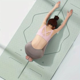 Resim TPE Yoga Mat ile Asana Kılavuz Çizgisi - 1 adet Kaymaz, Kalın Fitness Mat, Denge ve Sabitlik İçin Geliştirilmiş 