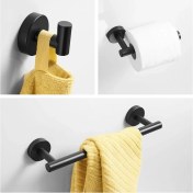 Resim Xhang Mat Siyah 3 Parça Set Banyo Aksesuarları 304 Paslanmaz Çelik Duvara Dağı Tuvalet Kağıdı Tutucu Havlu Bar Yüzük Robe Kanca | Banyo Donanım Setleri (Siyah)(Yurt Dışından) 