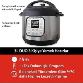 Resim Pearl Shop Pot Akıllı Pişirici, 3 Litre Kapasite, Elektrikli Düdüklü, Yavaş Pişirme, Pilav Pişirme, Kızartma Modu, Yoğurt Hazırlayıcı, Buharlı Pişirme ve Yemek Isıtma Özelliği, Paslanmaz Çelik/siyah 