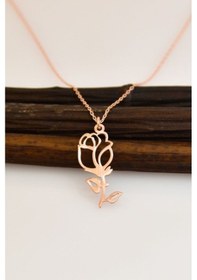Resim 925 Ayar Gümüş Rose Kaplama Gül Kolye Küpe Bileklik Set 