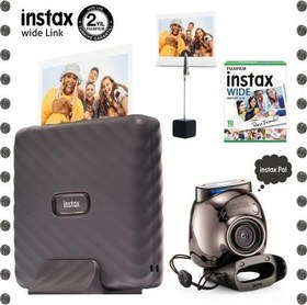 Resim Wide Link Gri Akıllı Telefon Yazıcısı ve Pal Metal Siyah Dijital Kamera Seti 