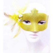 Resim Altın Renk Simli Inci Maskesi 