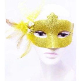Resim Altın Renk Simli Inci Maskesi 