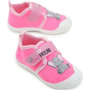 Resim Kız Çocuk Kışlık Tek Cırt Cırtlı Ayarlanabilir Rahat Taban Ev, Bahçe, Okul, Kreş Panduf Ayakkabı Fuşya 