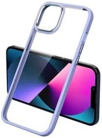 Resim Apple İphone 13 Pro Kılıf Renkli Yüksek Çerçeveli Şeffaf Tasarımlı Kenarları Renkli Kapak Lila 