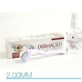 Resim Dermacild Titanyum 180 İğne Dermaroller Göz Çevresi 2.00 MM + Roller Temizlik Spreyi 