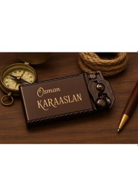 Resim Hediye Çakmak Kişiye Özel İsim Yazılı Ve Mdf Tasarım Kutulu No:1001 Füme 