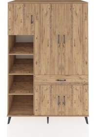 Resim Kronos Dolap 8 Raflı Tek Çekmeceli 5 Kapaklı 132x59x195 Çam-çam/çam Atlas Çam/atlas Çam 